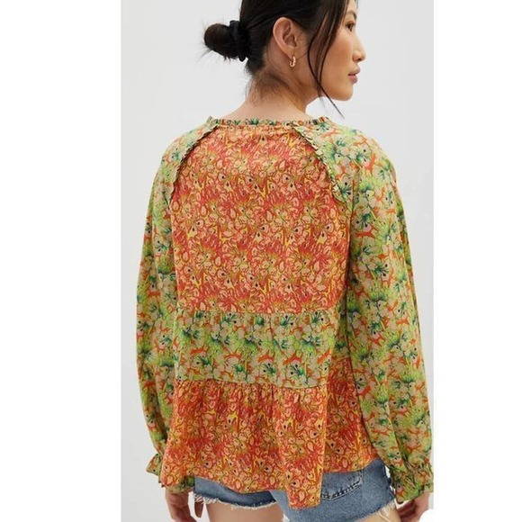 Anthropologie | Roopa Pemmaraju Tassel Vivi Floral Small Orange Peasant Top - Picture 4 of 12